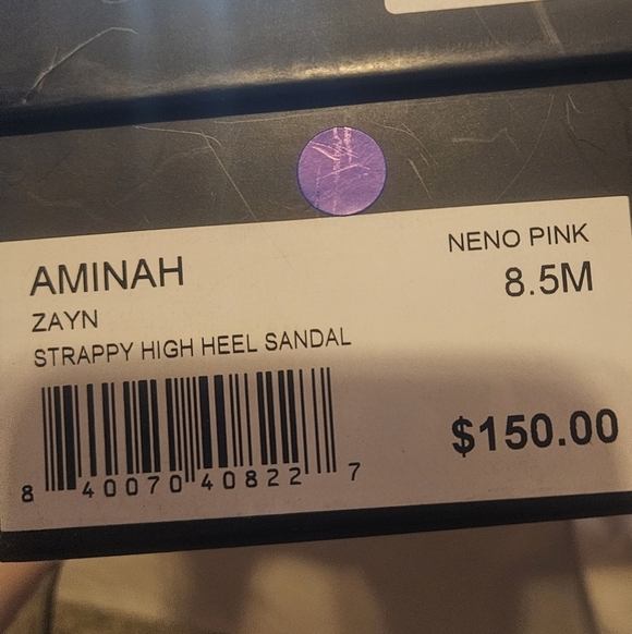 AAJ By Aminah Zayn Lucite Heel Asymmetrical Strap Dress Sandals - Neno Pink $150 - Picture 15 of 15